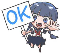 Cheerful girl who wears a sailor collar sticker #521575