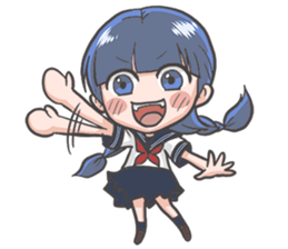 Cheerful girl who wears a sailor collar sticker #521579