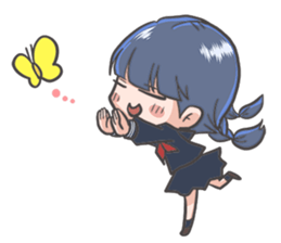 Cheerful girl who wears a sailor collar sticker #521587