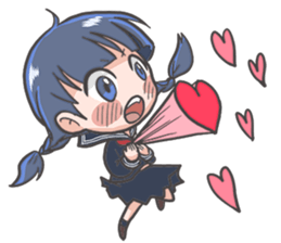 Cheerful girl who wears a sailor collar sticker #521589