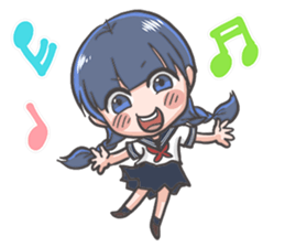 Cheerful girl who wears a sailor collar sticker #521590