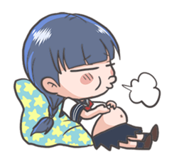 Cheerful girl who wears a sailor collar sticker #521592