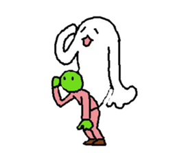 A ghost and skeleton sticker #525528