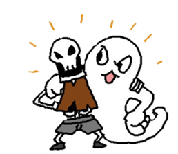 A ghost and skeleton sticker #525529