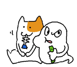 A ghost and skeleton sticker #525535