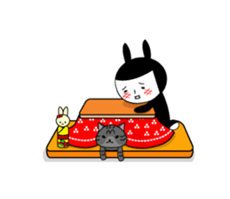 Black rabbit and gray cat sticker #526492