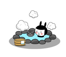 Black rabbit and gray cat sticker #526493
