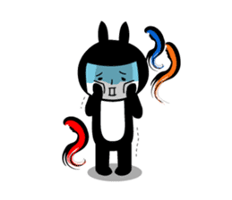 Black rabbit and gray cat sticker #526515