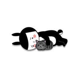 Black rabbit and gray cat sticker #526516