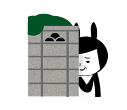 Black rabbit and gray cat sticker #526526