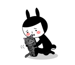Black rabbit and gray cat sticker #526527