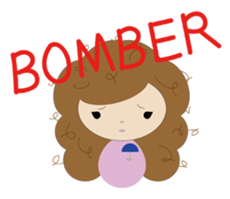 curly hair girl sticker #535102