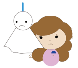 curly hair girl sticker #535112