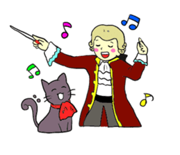 Mozart and the Music cat sticker #545048