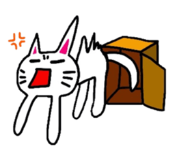 White-Man & Hakoiri-Cat sticker #550760