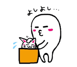 White-Man & Hakoiri-Cat sticker #550761