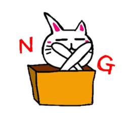 White-Man & Hakoiri-Cat sticker #550763