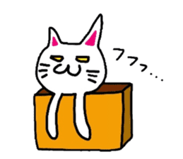 White-Man & Hakoiri-Cat sticker #550765