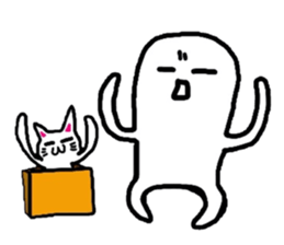 White-Man & Hakoiri-Cat sticker #550769