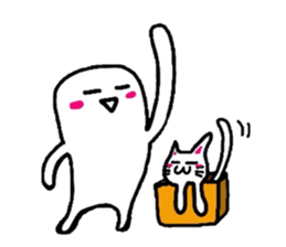 White-Man & Hakoiri-Cat sticker #550772