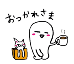 White-Man & Hakoiri-Cat sticker #550773