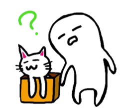 White-Man & Hakoiri-Cat sticker #550788