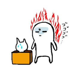 White-Man & Hakoiri-Cat sticker #550789