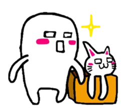 White-Man & Hakoiri-Cat sticker #550790