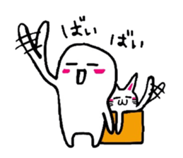 White-Man & Hakoiri-Cat sticker #550793