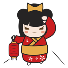Kimi, kawaii kokeshi japanese doll sticker #554402