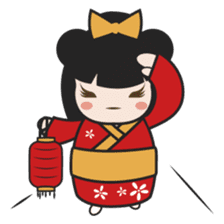 Kimi, kawaii kokeshi japanese doll sticker #554402