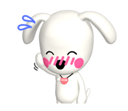 3D WHITE DOG "PEACE-K & HAPPY" (2) sticker #563994
