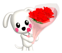 3D WHITE DOG "PEACE-K & HAPPY" (2) sticker #563997