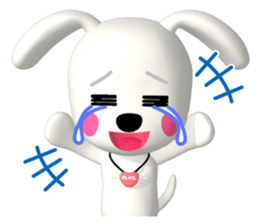 3D WHITE DOG "PEACE-K & HAPPY" (2) sticker #563999