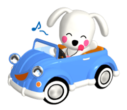 3D WHITE DOG "PEACE-K & HAPPY" (2) sticker #564001