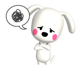 3D WHITE DOG "PEACE-K & HAPPY" (2) sticker #564003