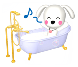 3D WHITE DOG "PEACE-K & HAPPY" (2) sticker #564004