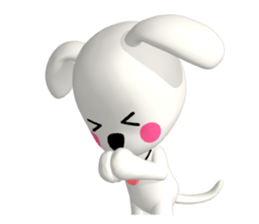 3D WHITE DOG "PEACE-K & HAPPY" (2) sticker #564005