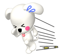 3D WHITE DOG "PEACE-K & HAPPY" (2) sticker #564007