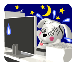 3D WHITE DOG "PEACE-K & HAPPY" (2) sticker #564011