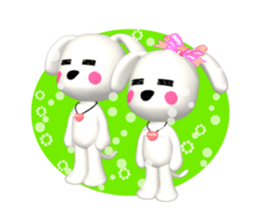 3D WHITE DOG "PEACE-K & HAPPY" (2) sticker #564013