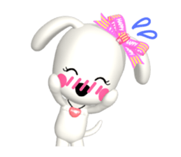 3D WHITE DOG "PEACE-K & HAPPY" (2) sticker #564014