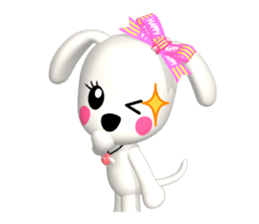 3D WHITE DOG "PEACE-K & HAPPY" (2) sticker #564015