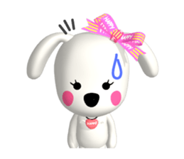 3D WHITE DOG "PEACE-K & HAPPY" (2) sticker #564016