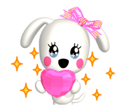 3D WHITE DOG "PEACE-K & HAPPY" (2) sticker #564017