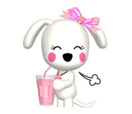 3D WHITE DOG "PEACE-K & HAPPY" (2) sticker #564018