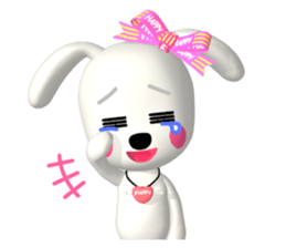 3D WHITE DOG "PEACE-K & HAPPY" (2) sticker #564019