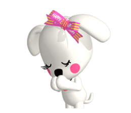 3D WHITE DOG "PEACE-K & HAPPY" (2) sticker #564025