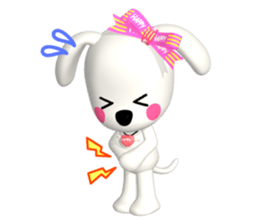 3D WHITE DOG "PEACE-K & HAPPY" (2) sticker #564028