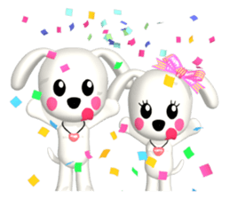 3D WHITE DOG "PEACE-K & HAPPY" (2) sticker #564029